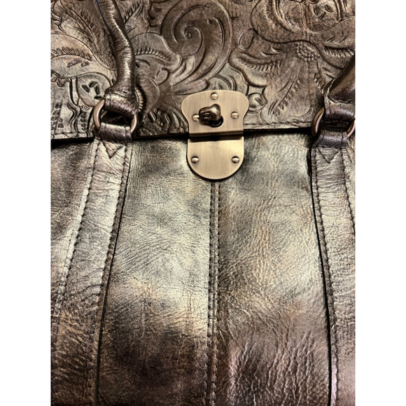 New Patricia Nash Pewter Embossed Leather Satchel - Picture 3 of 5
